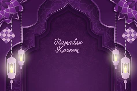 Background Ramadan Kareem Islamic style with purple color and element ...