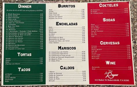 Online Menu of Los Reyes Restaurant Restaurant, Bakersfield, California ...