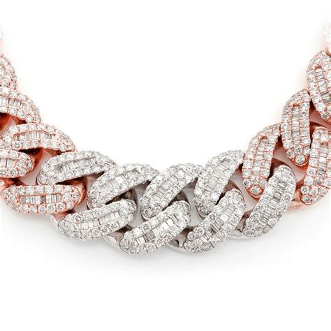 Icebox - Miami Cuban Baguette Diamond Chain 22 Inches 49.75ctw 14k ...