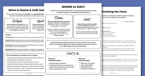 Shame & Guilt Worksheet - How to Know When Its Justified and What ...