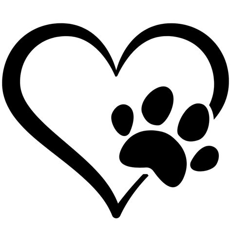 Heart With Paw Print Instant Download 2 PNG, 2 JPEG, 2 SVG, Black and ...