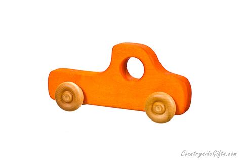 Orange Hardwood Wooden Toy Pickup Truck : Countryside Gifts, LLC