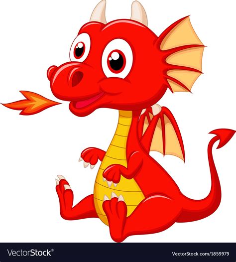 Cute baby dragon cartoon Royalty Free Vector Image