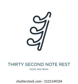 Thirty Second Note Rest Thin Line Stock Vector (Royalty Free) 2121149234