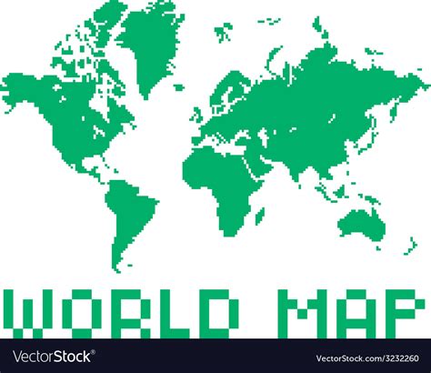 Pixel art style world map green color shape Vector Image