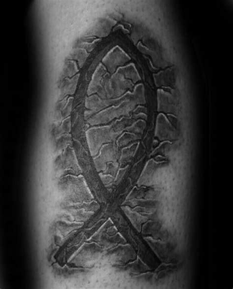 40 Ichthus Tattoo Designs For Men - Jesus Fish Ink Ideas