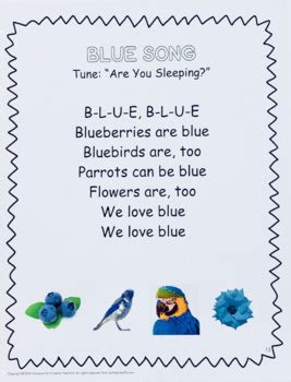 Preschool Blue Song Mini Pack Music Colors Activities | TpT