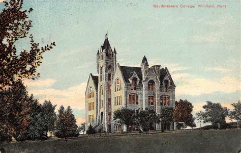 Winfield Kansas Southwestern College Street View Antique Postcard ...