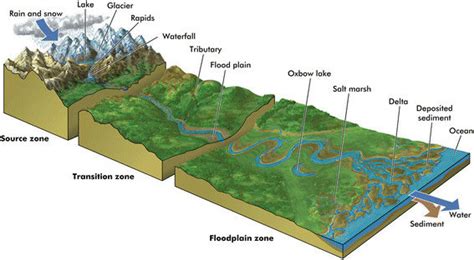 A schematic diagram of a river corridor showing three zones and their...