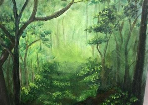 Step By Step Forest Acrylic Painting By Artist Mahith - Fine Art Blogger