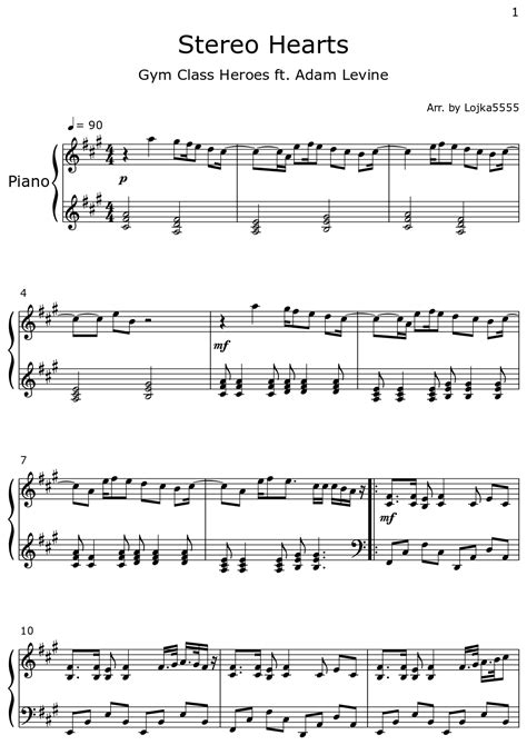 Stereo Hearts - Sheet music for Piano