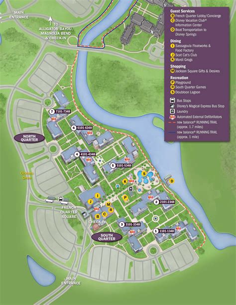 a map of the park with many locations