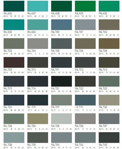 the color chart for different shades of gray, green and blue with text ...