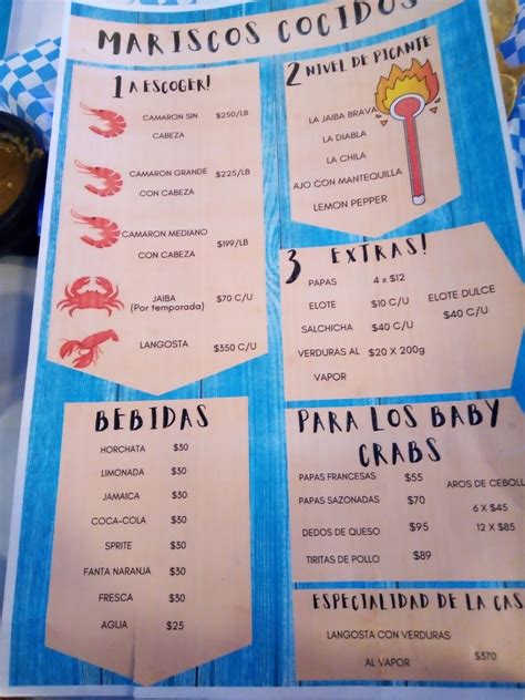 Menu at Blue Crab Restaurante Bar, Nogales