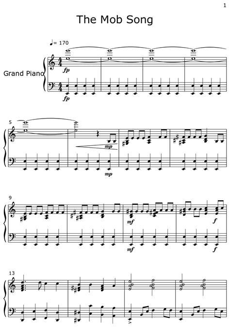 The Mob Song - Sheet music for Piano