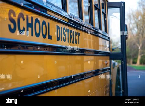 School bus side and open door Stock Photo - Alamy