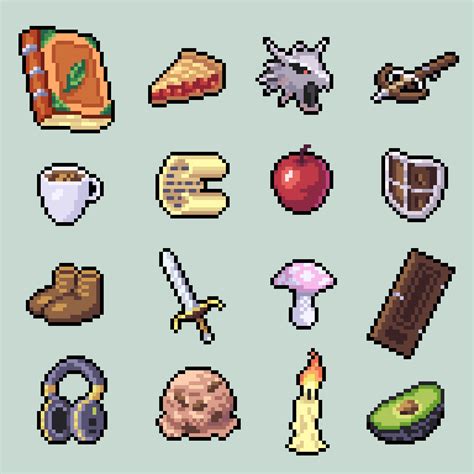 16 random icons in 16x16 : r/PixelArt