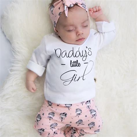 Newborn Toddler Baby Girls Clothes Outfits Set Long Sleeve Daddy's ...