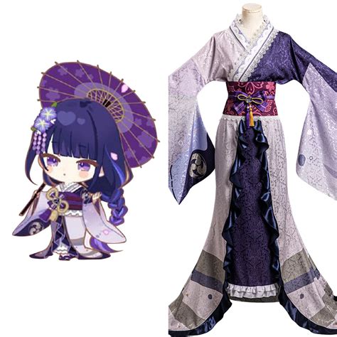 Genshin Impact - Raiden Shogun Cosplay Costume Kimono Outfits Hallowee ...