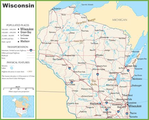 Wisconsin highway map - Ontheworldmap.com