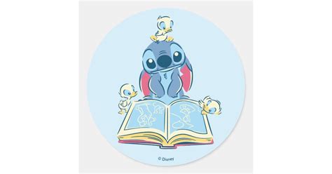 Lilo & Stitch | Reading the Ugly Duckling Classic Round Sticker | Zazzle