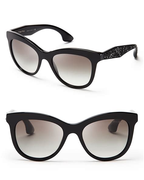 Lyst - Miu miu Crystallized Cat Eye Sunglasses in Black