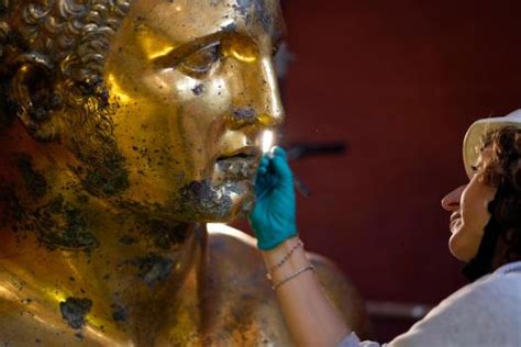 Vatican experts uncovering gilded glory of Hercules statue struck by ...