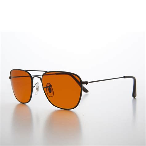 Small Square Amber Colored Lens Aviator 50mm - Areo – Sunglass Museum