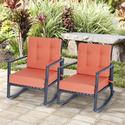 LATEST - 2 PCS Outdoor Patio Rocking Chair, BTMWAY Front Porch Patio ...