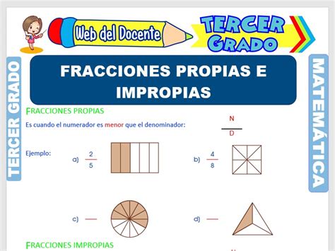 Fracciones Propias e Impropias para Tercer Grado de Primaria – Web del