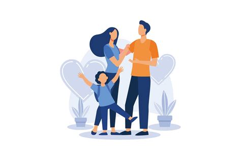 Parental responsibility flat modern design illustration. a happy family ...