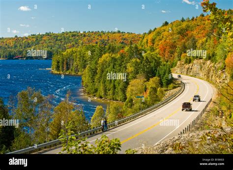 Highway 60 at Lake of Two Rivers, Algonquin Provincial Park, Ontario ...