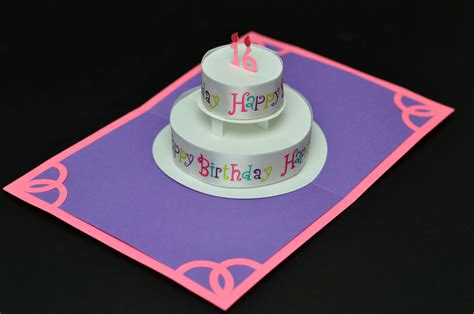 Round Birthday Cake Pop Up Card With "Happy Birthday" Ribbon - Creative ...