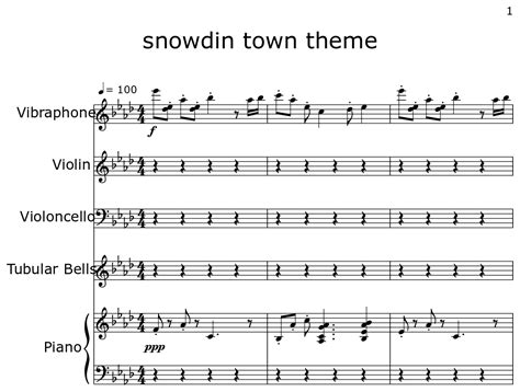 snowdin town theme - Sheet music for Vibraphone, Violin, Cello, Tubular ...