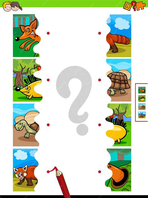 Premium Vector | Matching game jigsaw puzzles of animal