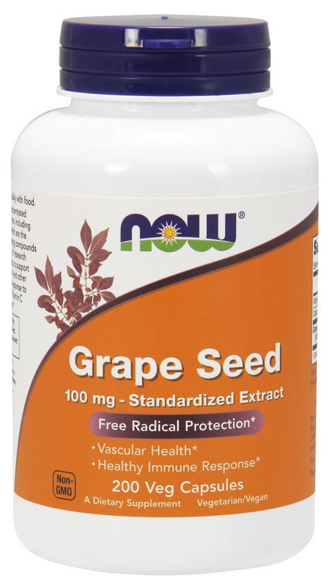 NOW Supplements, Grape Seed 100 mg - Standardized Extract, Highly ...