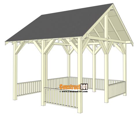 Pavilion Plans 14x16 DIY Free Outdoor Projects - Construct101