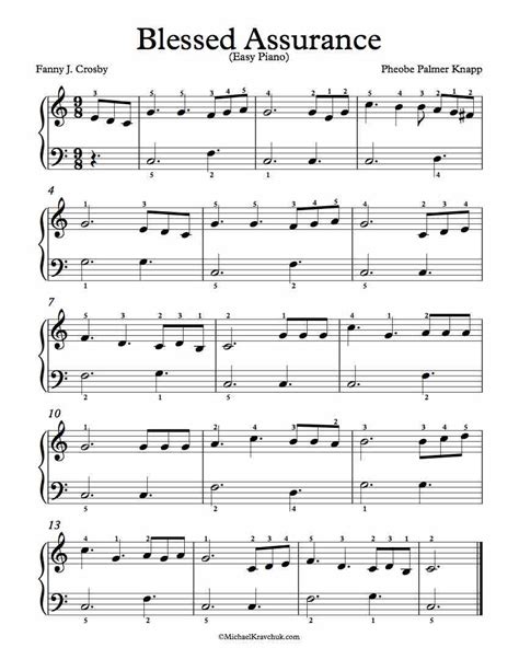 Free Piano Arrangement Sheet Music – Blessed Assurance – Michael Kravchuk