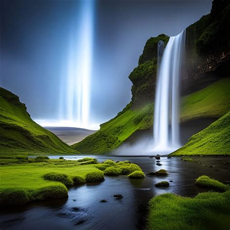 Seljalandsfoss night. - AI Generated Artwork - NightCafe Creator