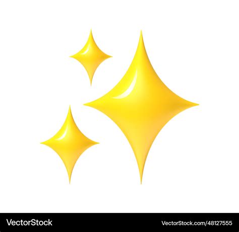 Shining stars emoji sparkles golden 3d style star Vector Image