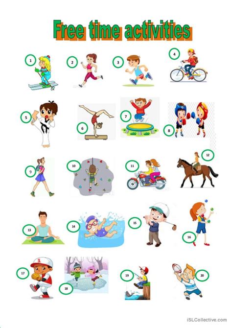 FREE TIME ACTIVITIES: English ESL worksheets pdf & doc