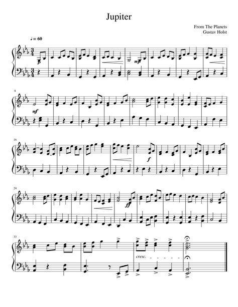 Jupiter Sheet music for Piano (Solo) | Musescore.com