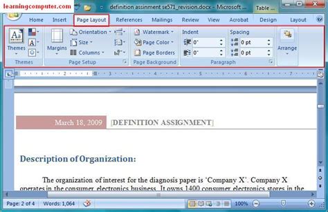 Microsoft Office Word 2007-Learn the Page Layout Tab in MS Word | IT ...