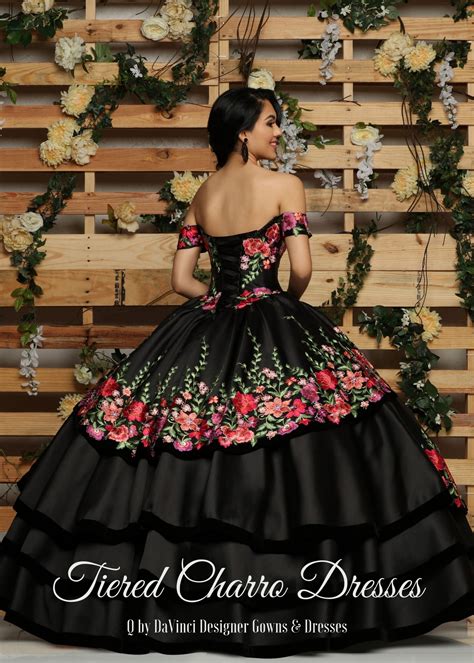 Black Charro Quinceanera Dresses 2022 Mexican Off The Shoulder Tiered ...