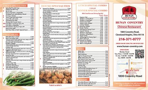 Menu - Hunan Coventry