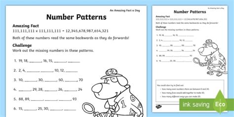 KS1 - Primary Resources - Number Patterns Worksheet