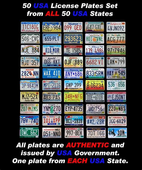 50 UNITED STATES LICENSE PLATES SET NUMBER TAG USA LOT + 1 BONUS ...