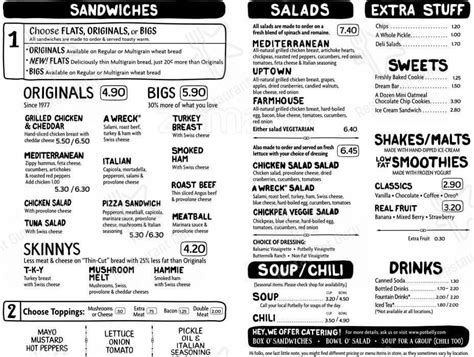 Menu at Potbelly fast food, San Antonio, I-10 Ste 107 Ste 107