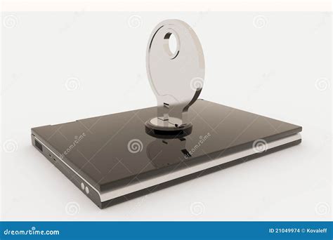 Laptop with Lock and Key. Concept of Security Stock Illustration ...