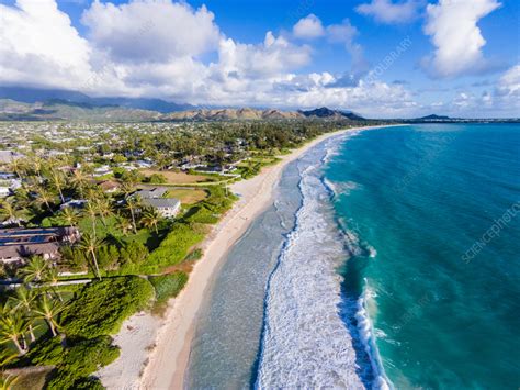 Aerial view of Kailua Beach, Oahu, Hawaii, USA - Stock Image - F040 ...